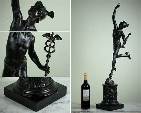 vintage bronze hermes statuette on round marble pith|Bronze Sculpture Of Hermes .